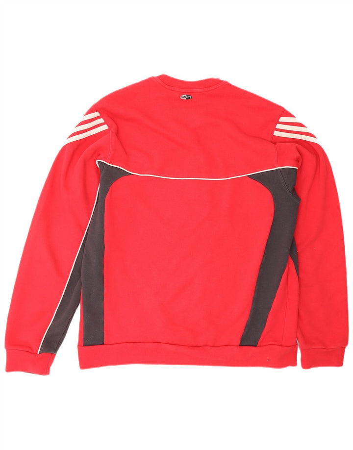 ADIDAS Herre Climalite Sweatshirt Jumper Medium Rød Colourblock Bomuld