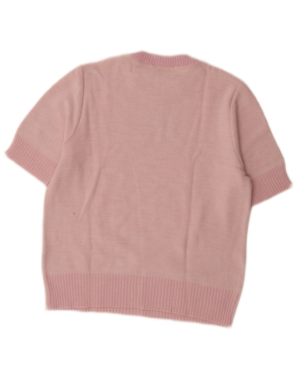 Vintage Dame Crew Neck Jumper Sweater IT 44 Medium Pink Floral