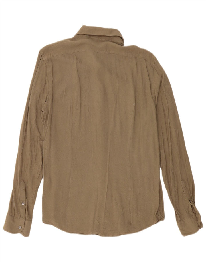 Reiss Herre Slim Fit Skjorte Large Khaki Viscose