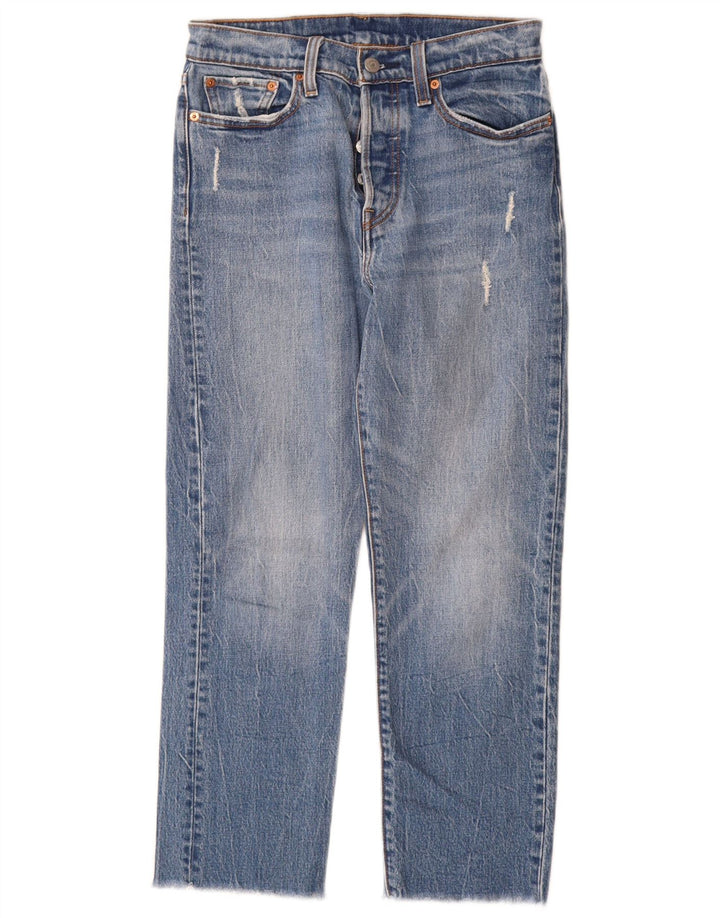 Levi's Dame Distressed Straight Jeans W27 L26 Blå Bomuld