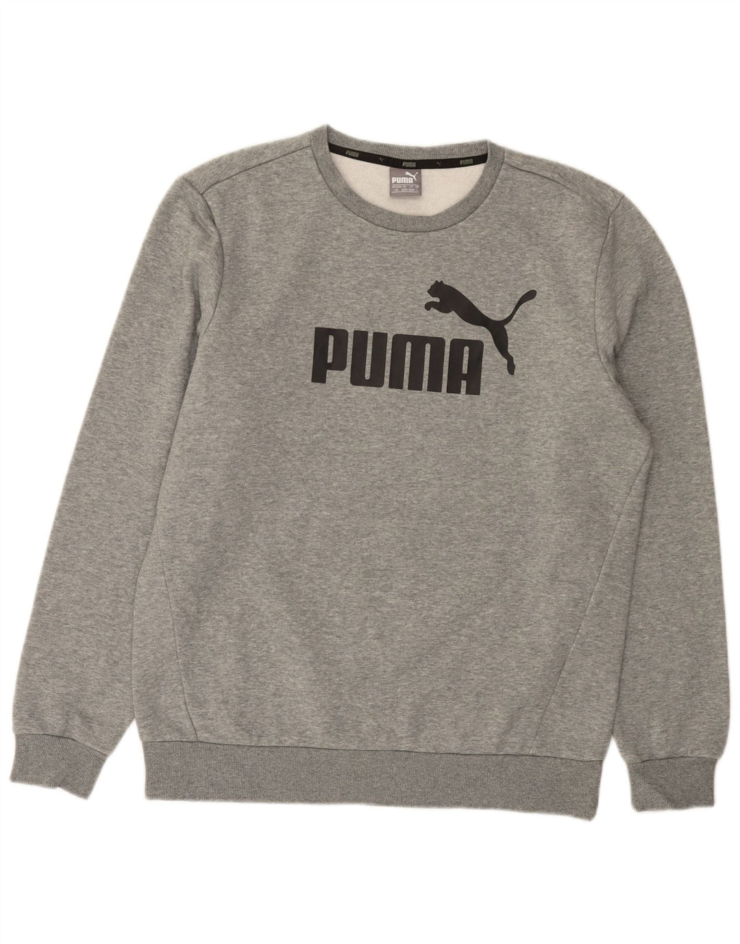 PUMA grafisk sweatshirt til mænd, stor grå flækket bomuld