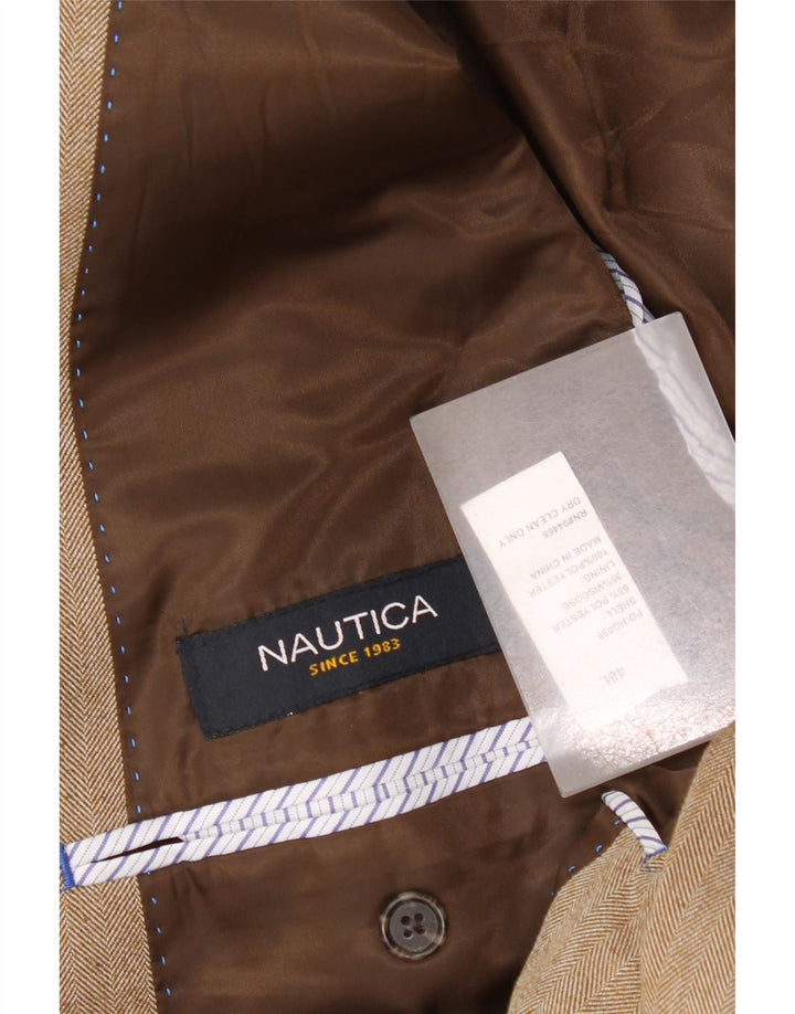 Nautica Herre 2-knaps blazerjakke UK 48 4XL Beige sildebenspolyester