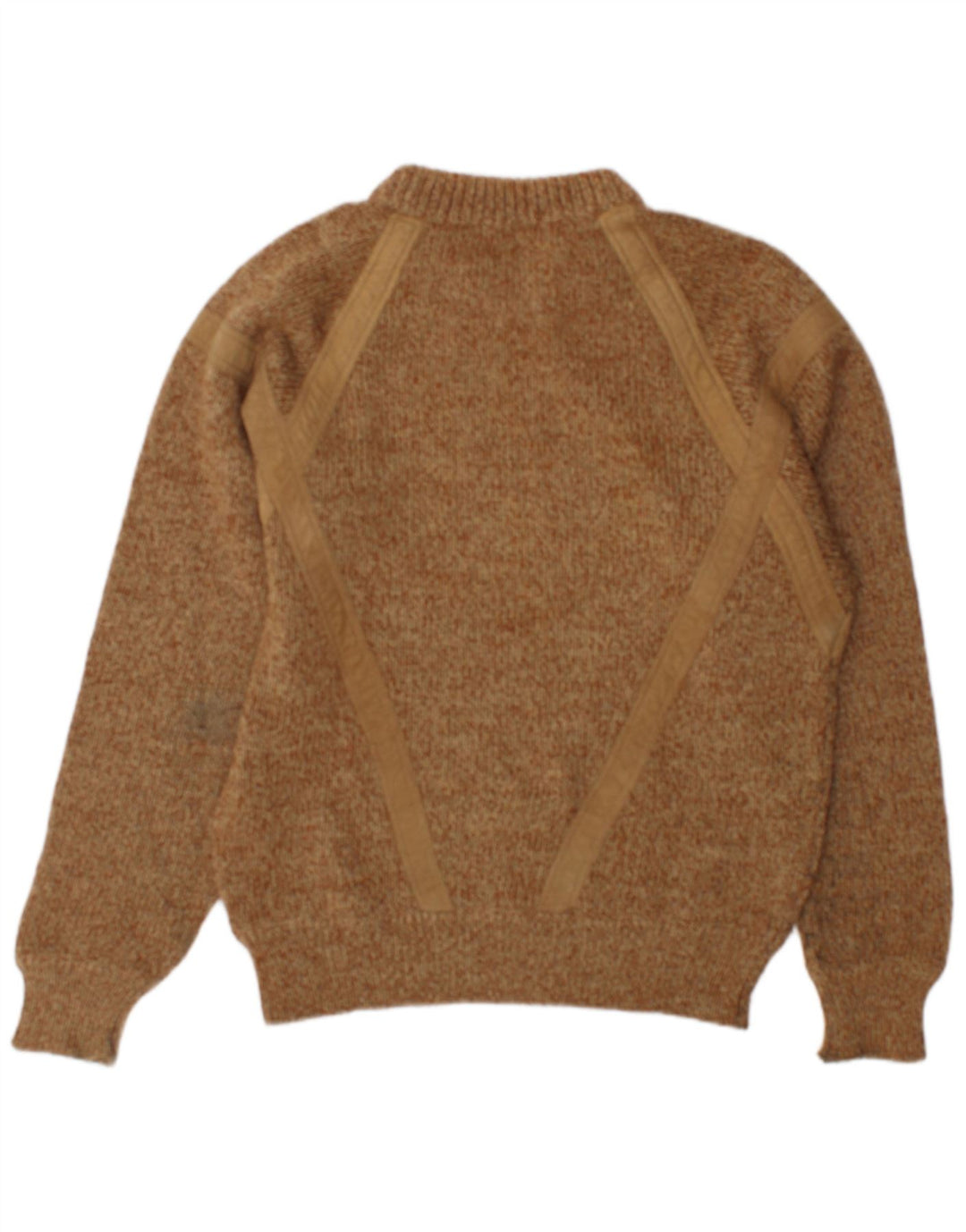 Vintage herre rund hals sweater stor beige flækket