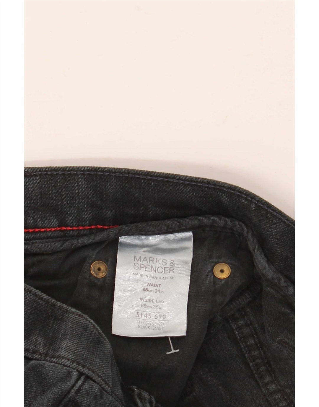 Marks & Spencer Herre Blue Harbor Straight Jeans W34 L35 Sort Bomuld