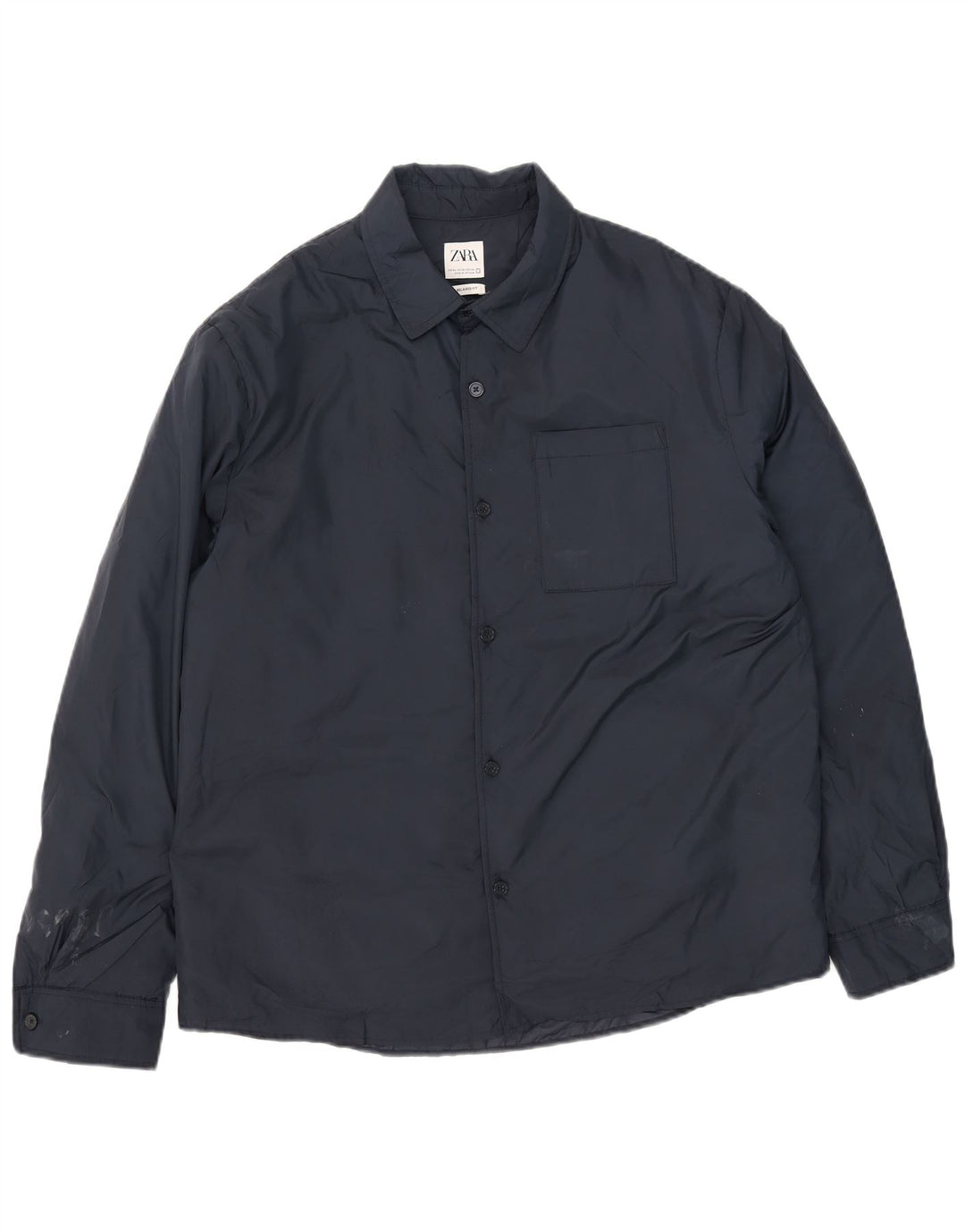 Zara Herre Windbreaker Jacket UK 42 XL Navy Blue Polyester