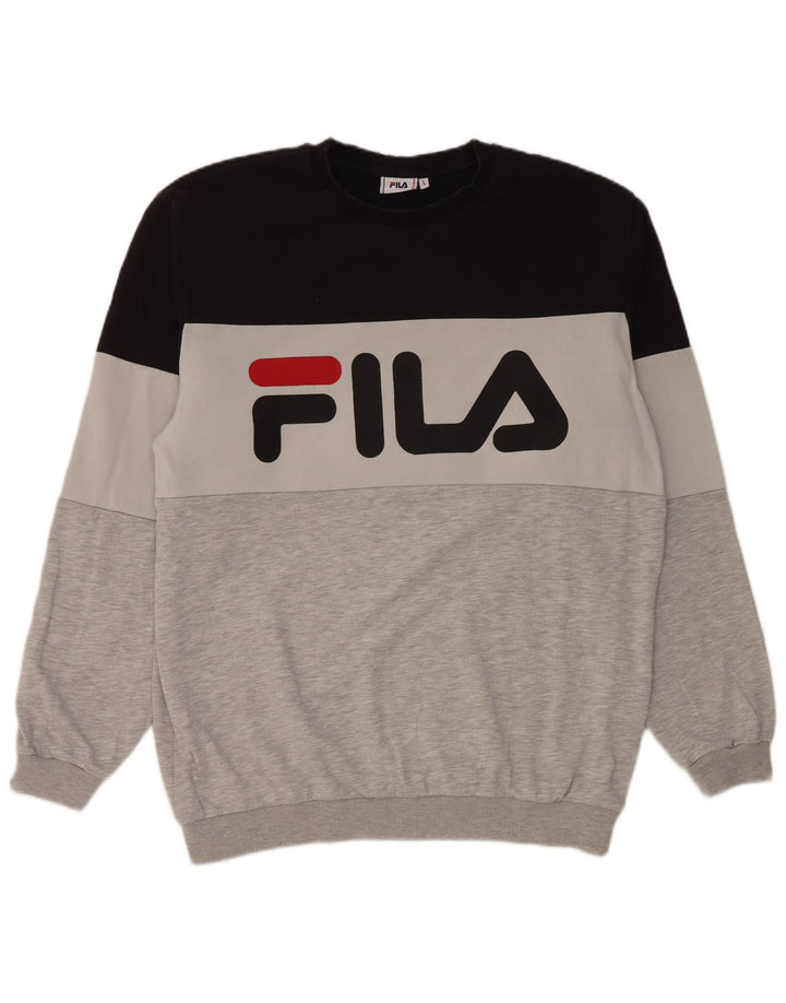 Fila Herre grafisk sweatshirt Jumper Stor flerfarvet Colourblock Bomuld