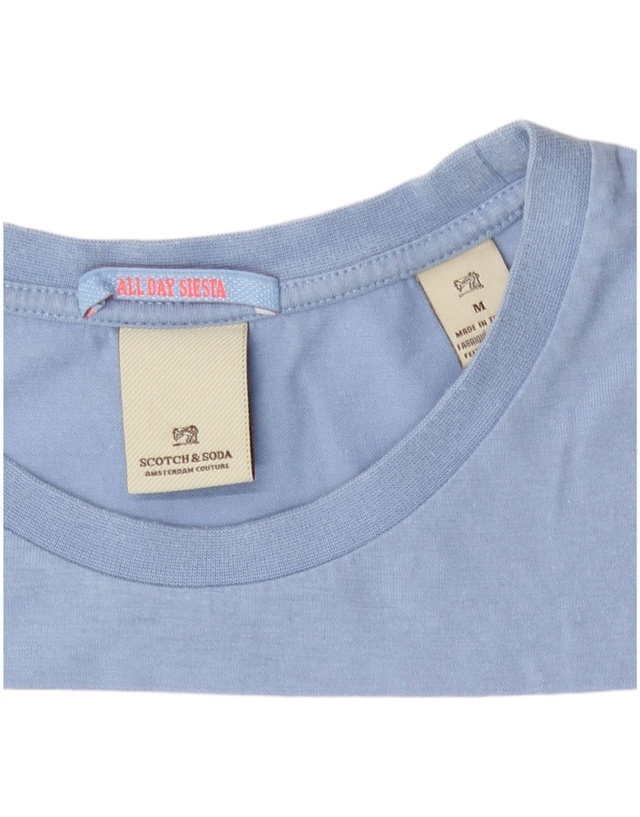 Scotch & Soda Herre T-shirt Top Medium Blue Colourblock Bomuld