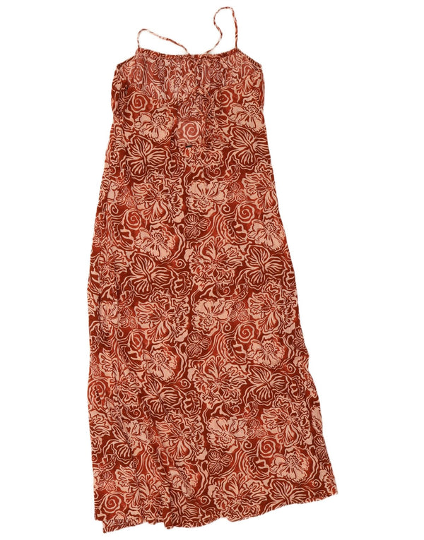 O'Neill Dame ærmeløs Maxikjole UK 12 Medium Brown Floral Viscose