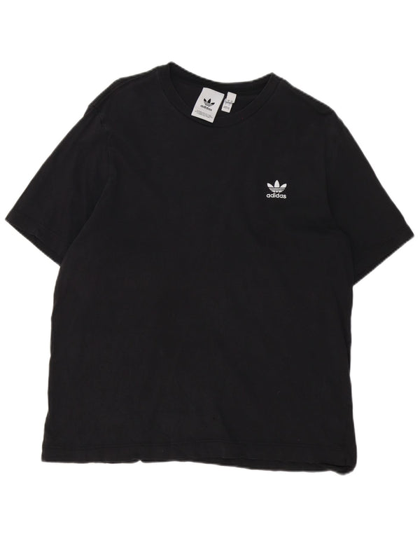 Adidas Dame T-Shirt Top UK 18 Stor Sort Bomuld
