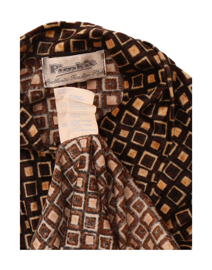PIMKIE Womens Shirt Blouse UK 12 Medium Brown Geometric Polyester