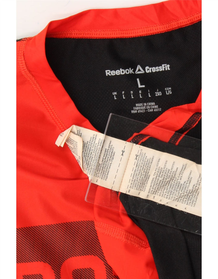 REEBOK Mens Graphic Top Long Sleeve Large Red Colourblock Polyester Vintage Reebok and Second-Hand Reebok from Messina Hembry 