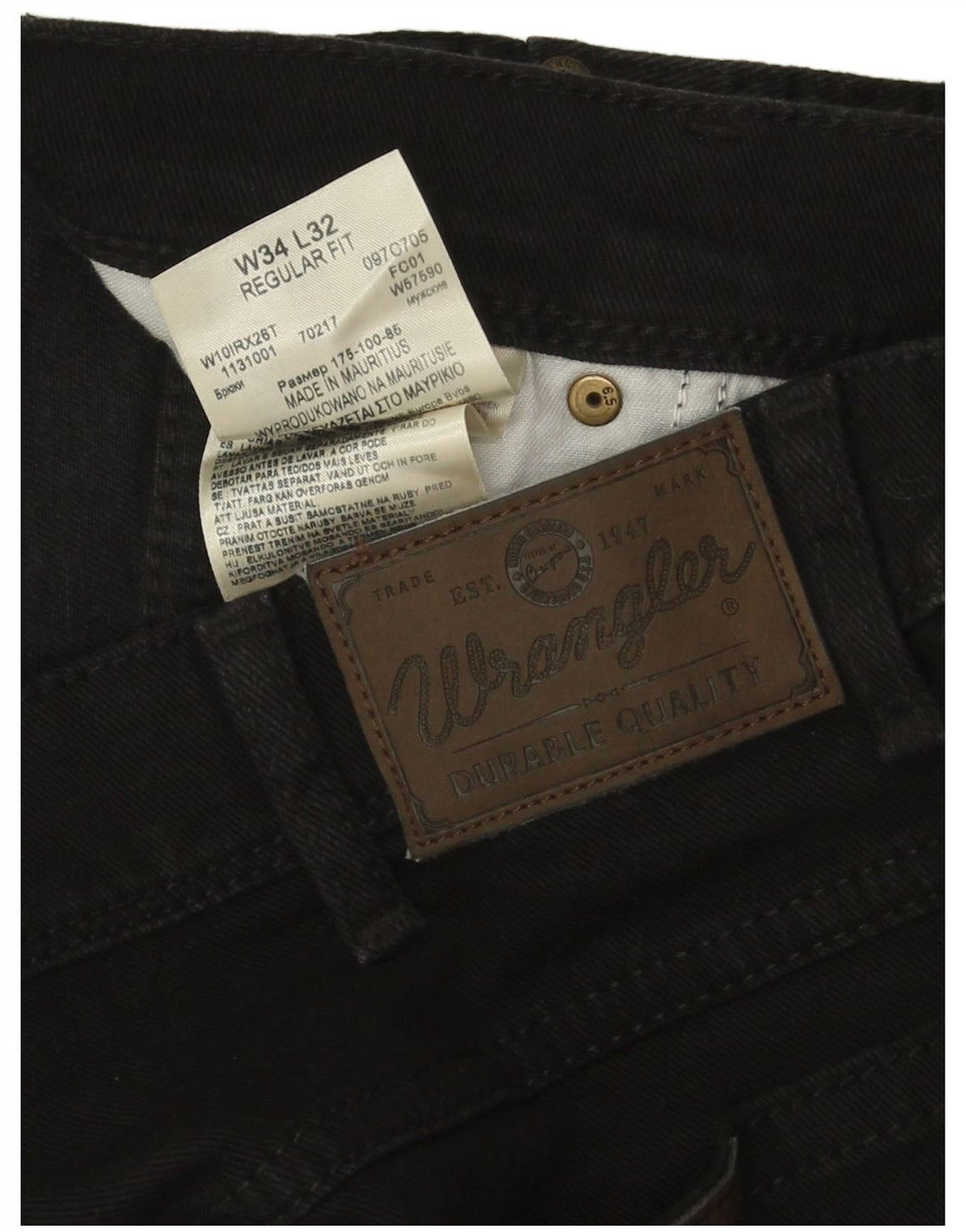 Wrangler Herre Regular Fit Straight Jeans W34 L32 Sort Bomuld