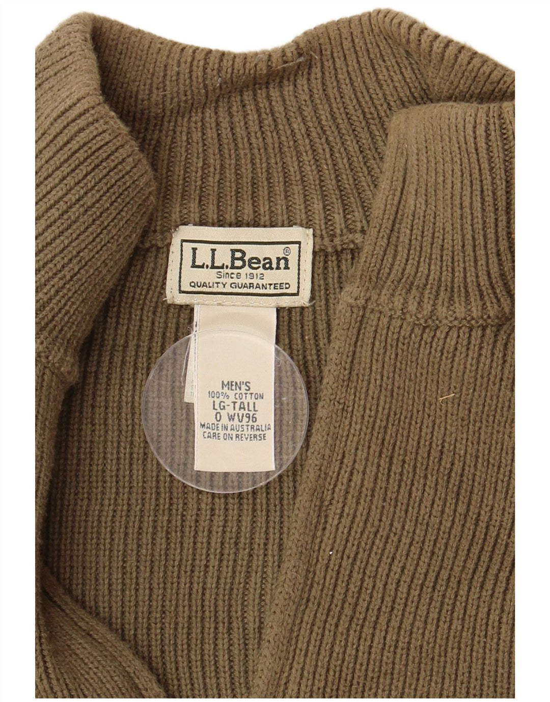 L.L.Bean Herre sweater med lynlåshals Stor Khaki Bomuld