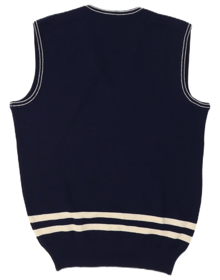 Vintage herrevest tanktop mellem marineblå stribet uld