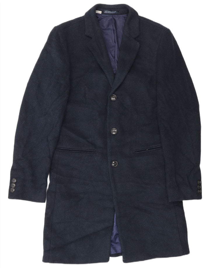 Marks & Spencer Herre Overfrakke UK 36 Small Navy Blue Polyester