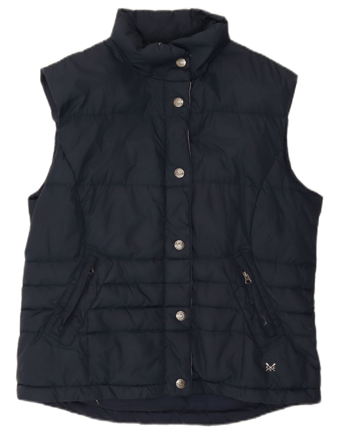 Besætningstøj Dame Polstret Gilet UK 12 Medium Navy Blue Nylon