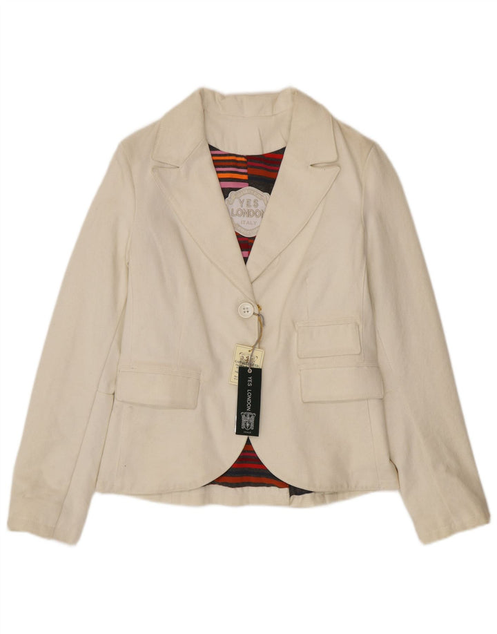 Yes London Dame 2-knaps blazerjakke IT 44 Medium Hvid Bomuld