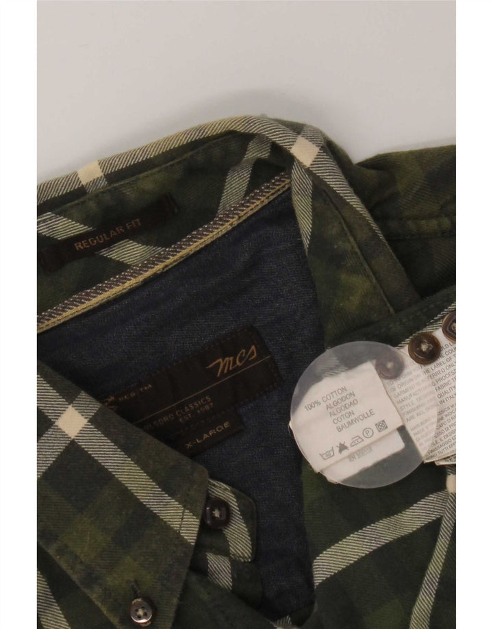 Marlboro Classics Flannelskjorte til mænd XL Grøn ternet bomuld