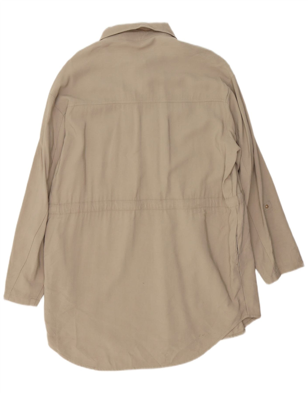 Zara Kvinders Oversized Skjortekjole UK 14 Medium Beige Viscose