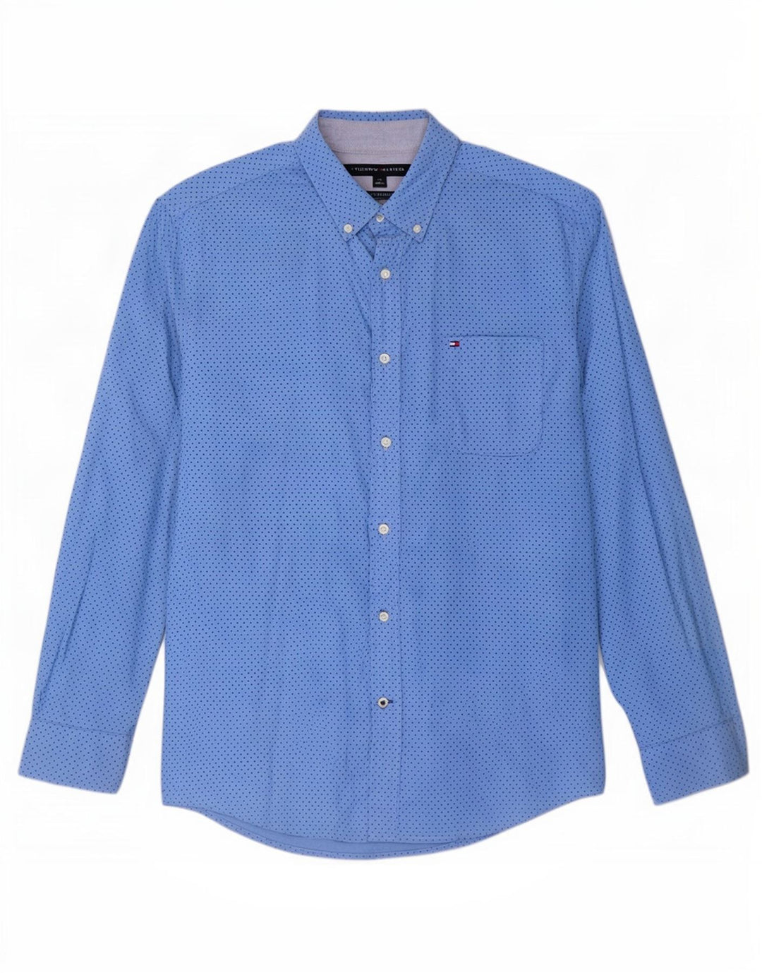 Tommy Hilfiger Herre Classic Fit skjorte Stor blå plettet bomuld