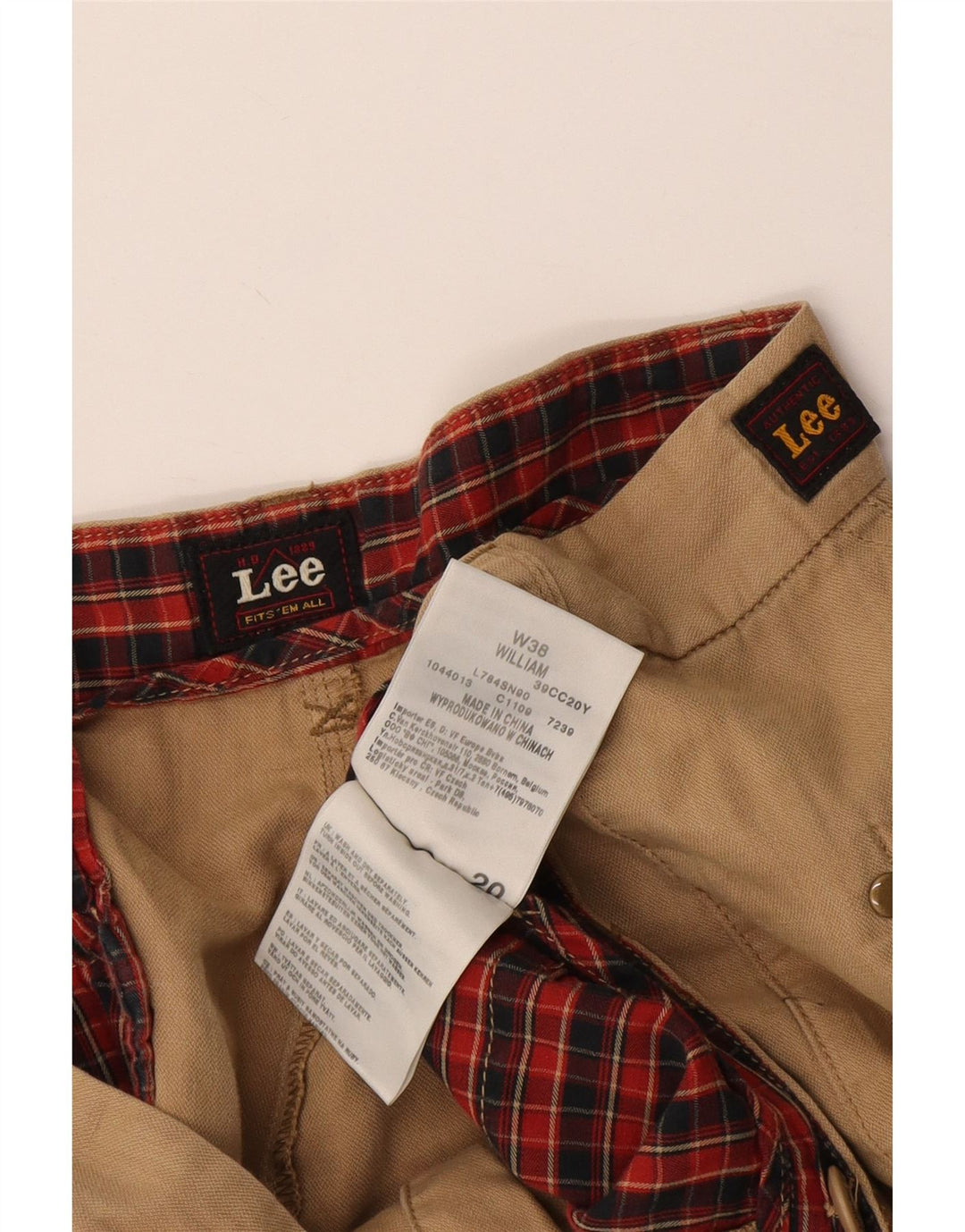 Lee Chino Shorts til mænd W38 XL Beige Bomuld