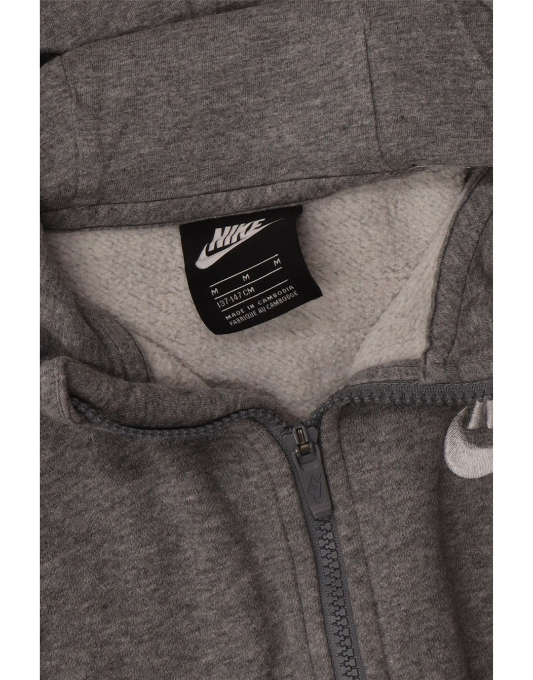 NIKE Boys Zip Hoodie Sweater 10-11 Years Medium Grey Cotton Vintage Nike and Second-Hand Nike from Messina Hembry 