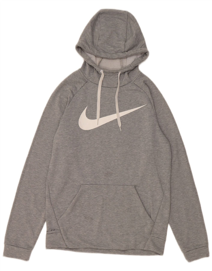 Nike Herre Dri Fit grafisk hættetrøje Jumper, lille grå flækket polyester