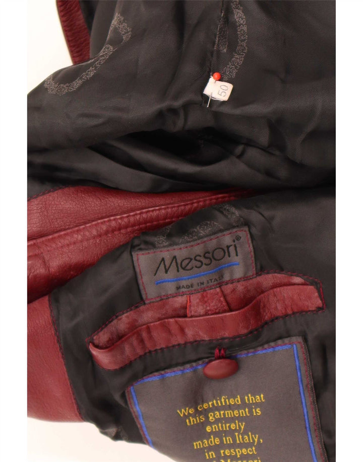 Messori Herre Læderjakke IT 50 Large Burgundy Colourblock
