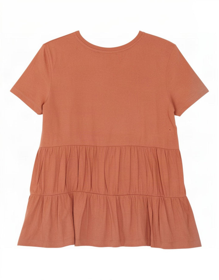 Zara Dame Kortærmet Bluse Top UK 10 Lille Brun