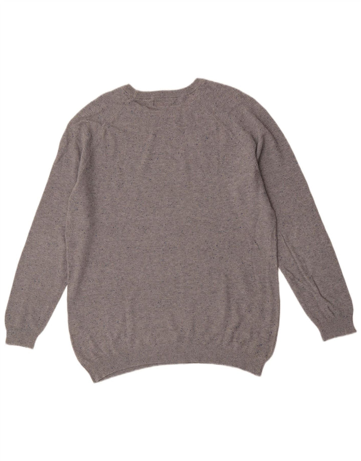 Zara Herre sweater med rund hals XL Grå Flecked Bomuld