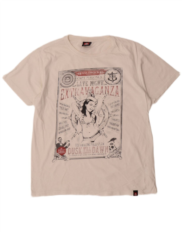 Saltrock Herre grafisk T-shirt Top Medium White
