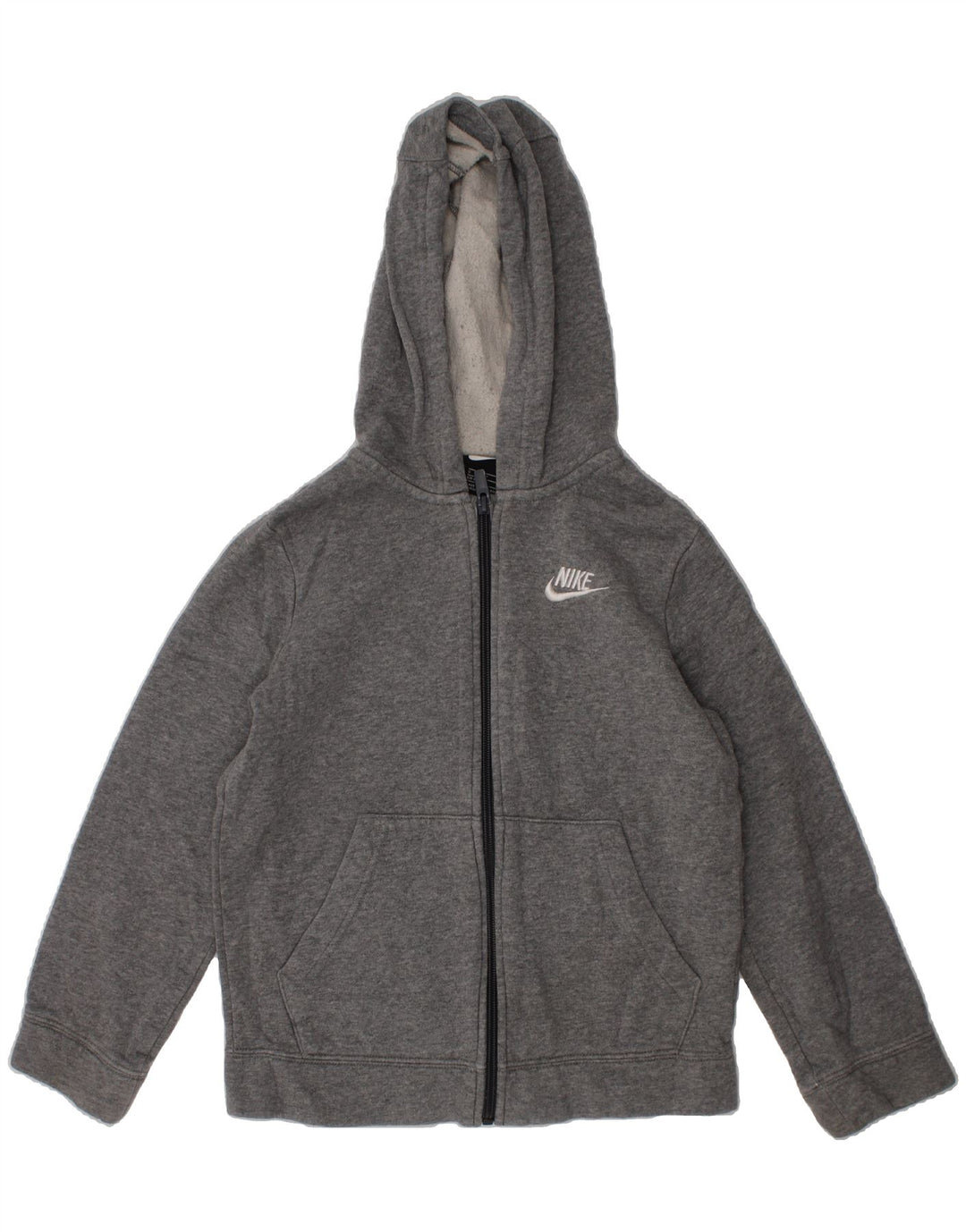 NIKE Boys Zip Hoodie Sweater 8-9 Years Small  Grey Cotton Vintage Nike and Second-Hand Nike from Messina Hembry 