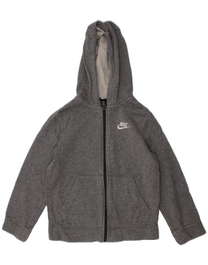 NIKE Boys Zip Hoodie Sweater 8-9 Years Small  Grey Cotton Vintage Nike and Second-Hand Nike from Messina Hembry 