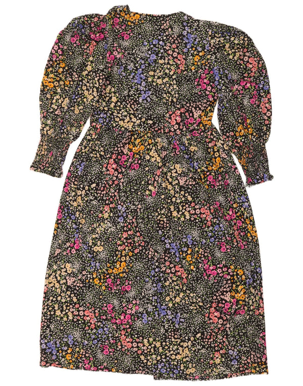 Oasis Womens Petite Langærmet Basic Dress UK 12 Medium Black Floral