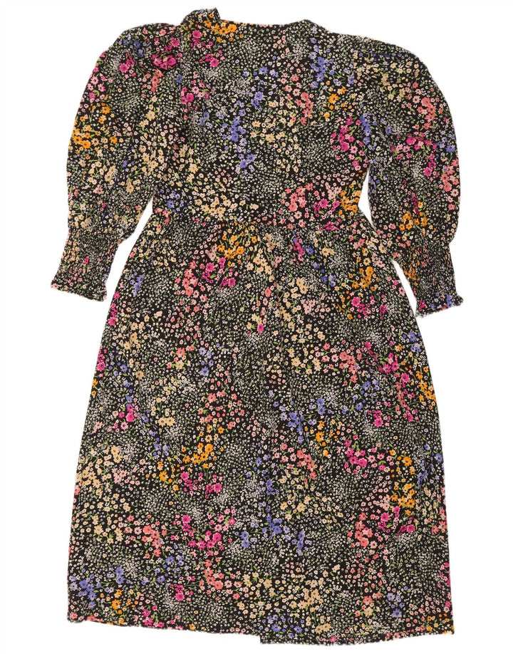 Oasis Womens Petite Langærmet Basic Dress UK 12 Medium Black Floral