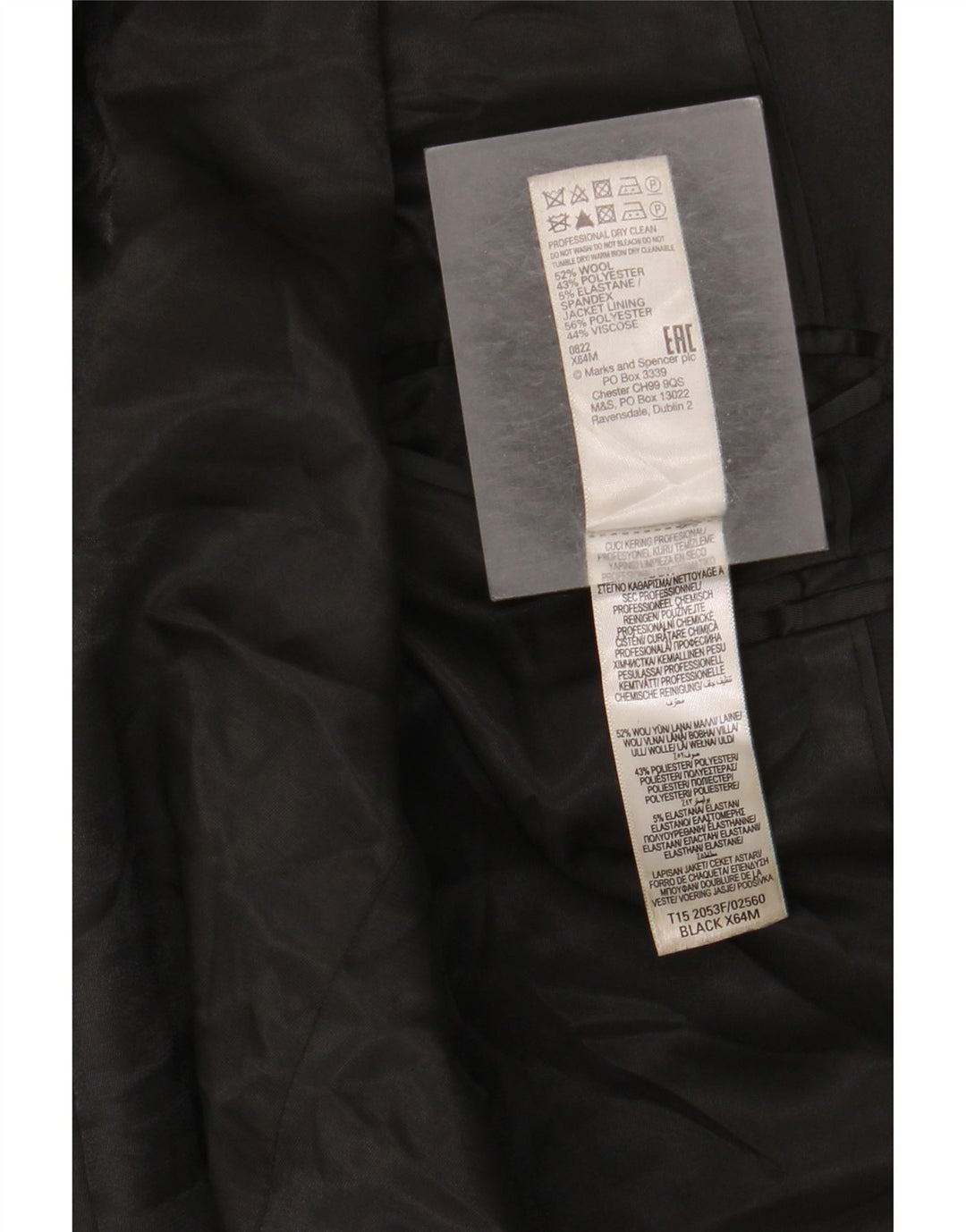 Marks & Spencer Herre 2-knaps blazerjakke UK 38 Medium Sort Uld