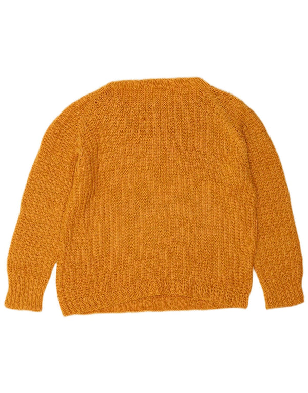 Vintage Dame Boat Neck Jumper Sweater UK 14 Medium Yellow
