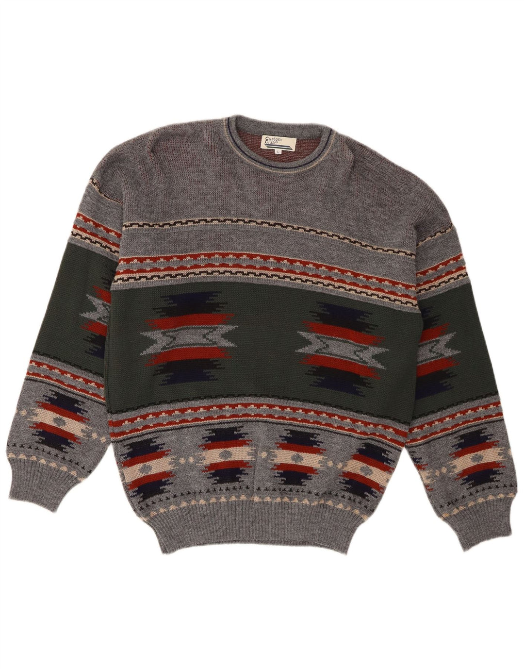 Brugerdefineret Club Herre Crew Neck Jumper Sweater stor grå geometrisk akryl