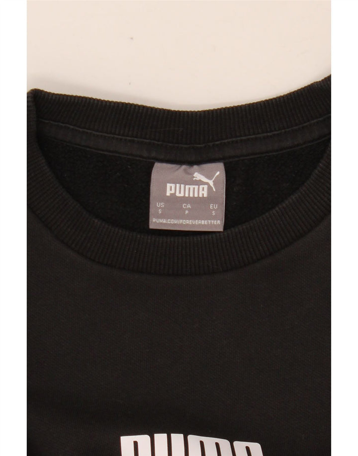 PUMA Graphic Sweatshirt Jumper UK 10 Small Black