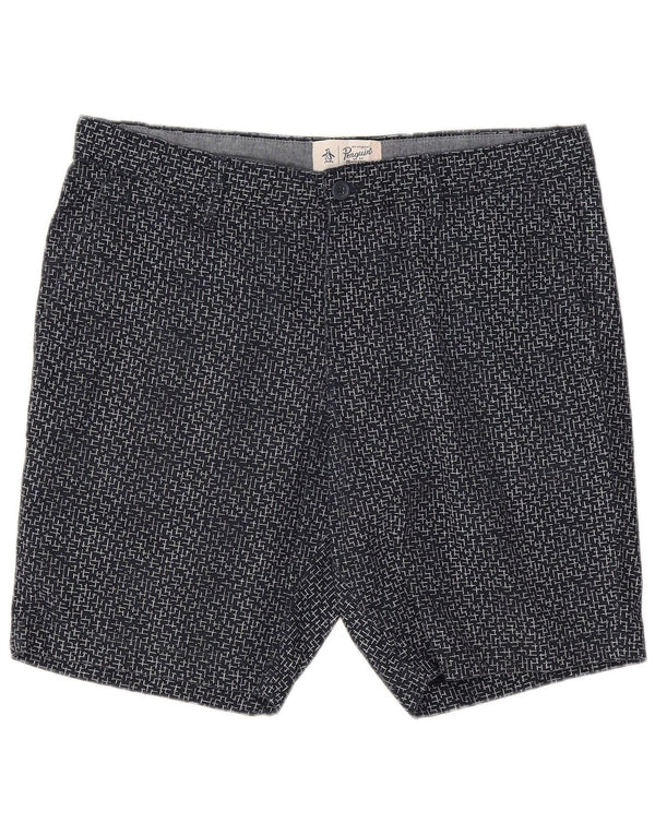 Penguin Herre Chino Shorts W36 store marineblå geometrisk bomuld