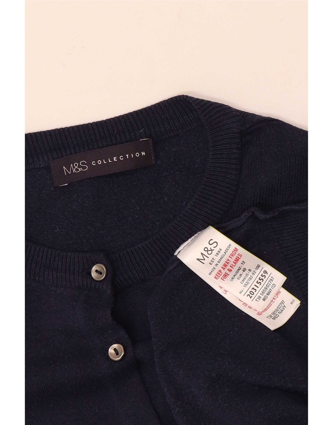 Marks & Spencer Dame Cardigan Sweater UK 12 Medium Navy Blue Viscose