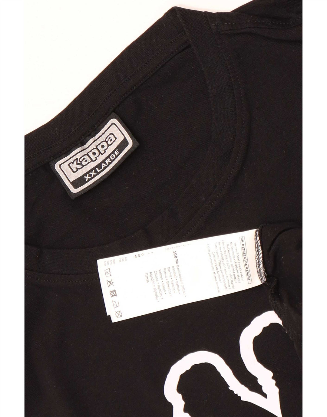 Kappa Herre Grafisk T-Shirt Top 2XL Sort Bomuld