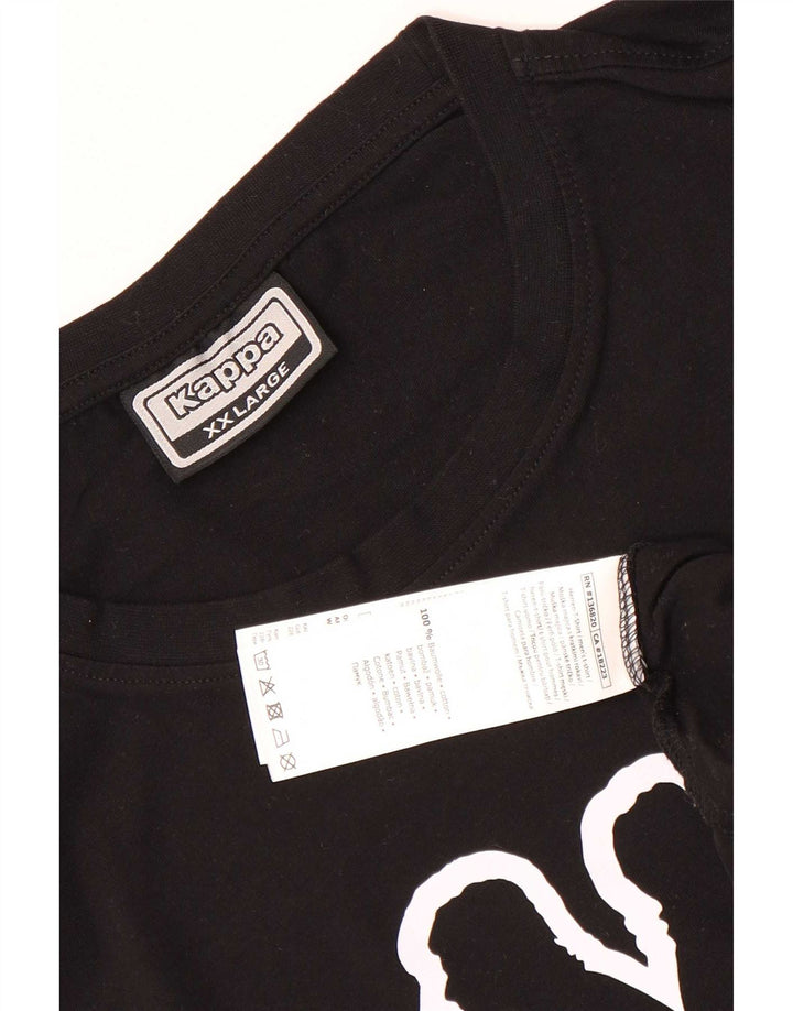 Kappa Herre Grafisk T-Shirt Top 2XL Sort Bomuld
