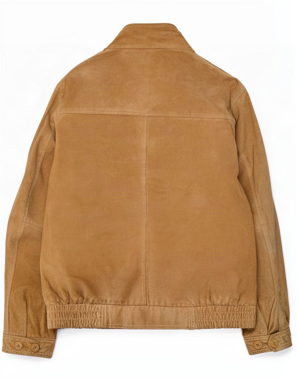 Vintage Mens Suede Jacket IT 54 2XL Beige Leather