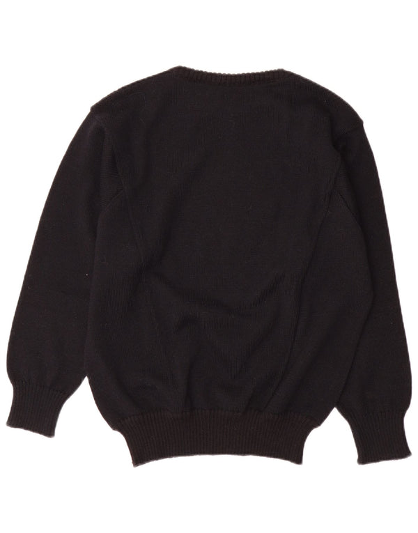 Yorn Womens Oversized Crew Neck Jumper Sweater UK 10 Small Black Geometric