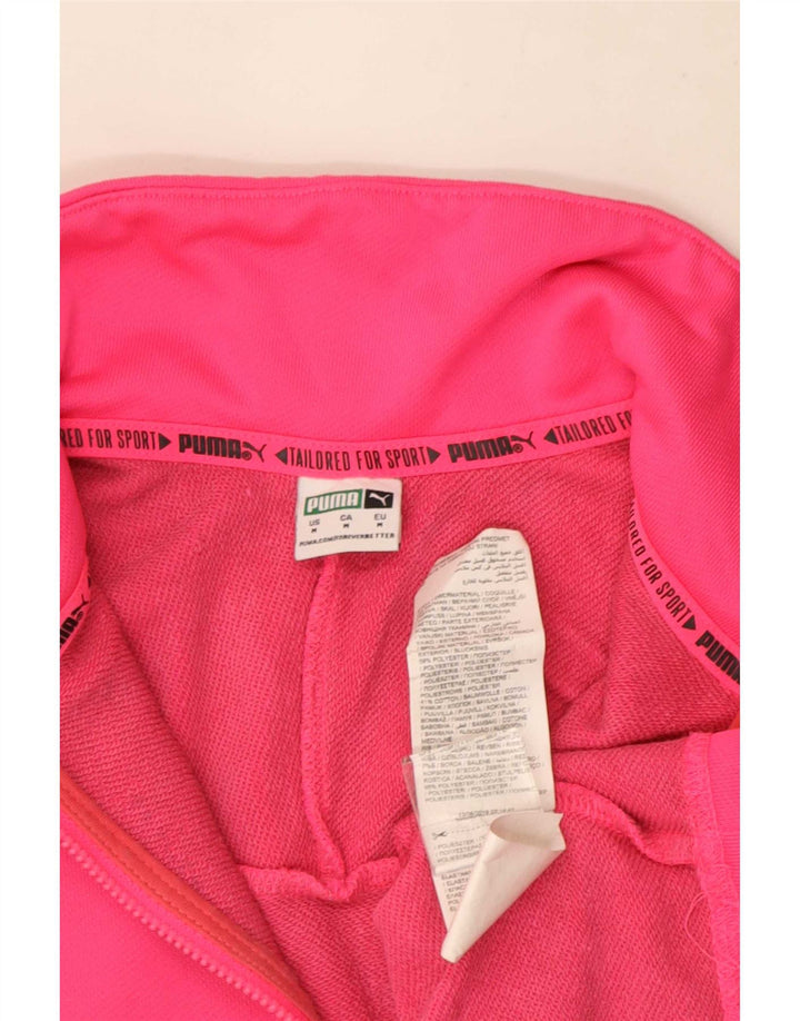 Puma Dame Oversized grafisk Zip Neck Sweatshirt Jumper UK 14 Medium Pink