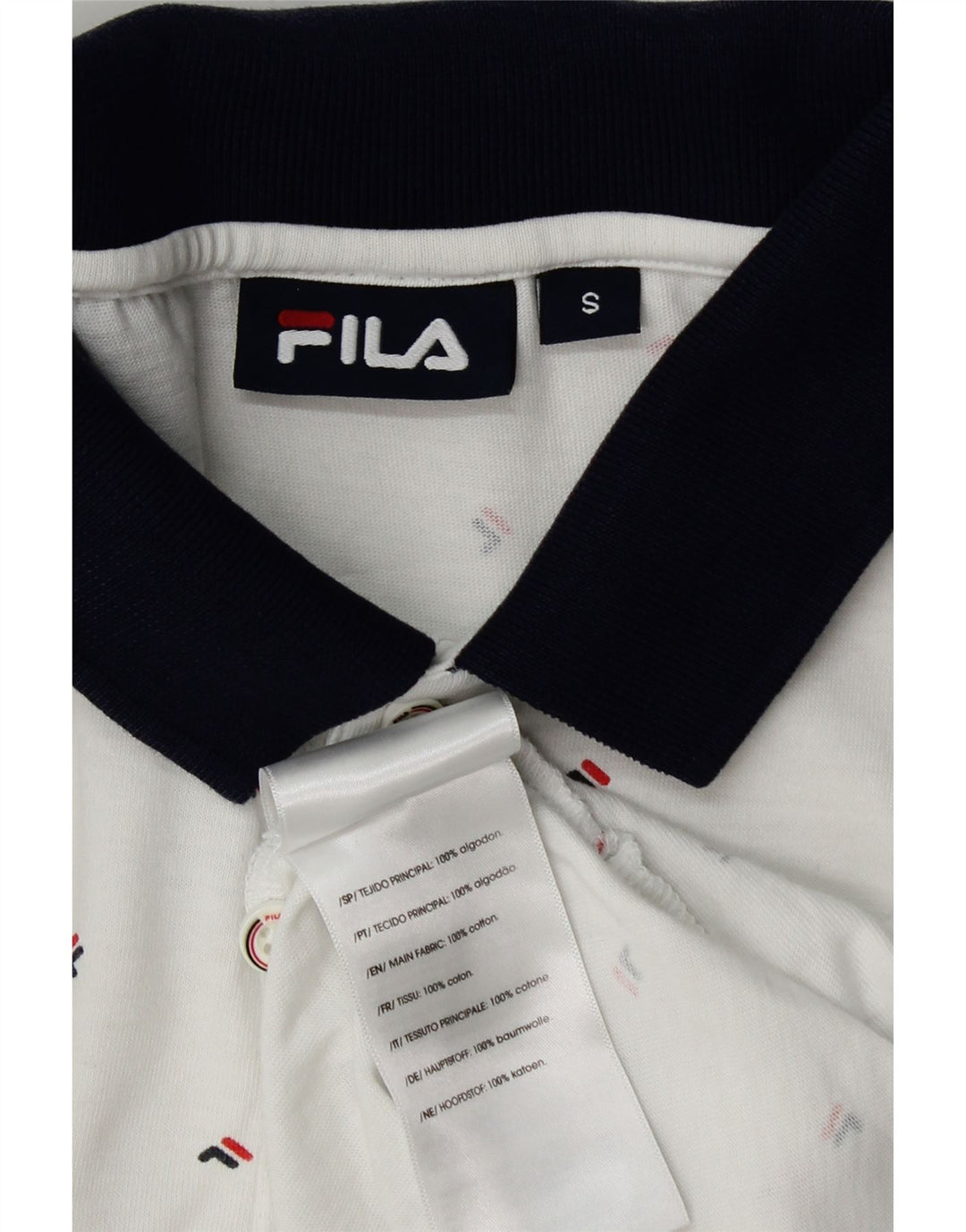 Fila Herre grafisk poloshirt Lille hvid bomuld