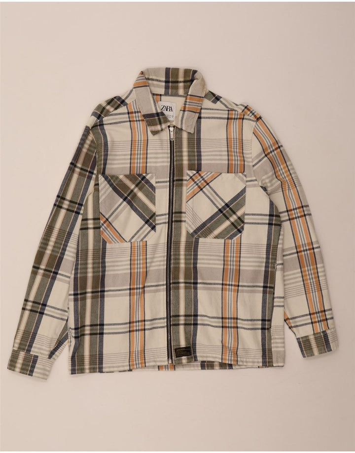 Zara Herre Flanelskjorte XL Flerfarvet ternet bomuld
