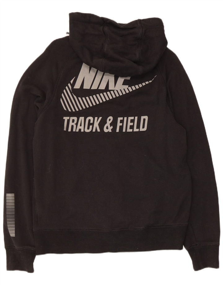 Nike Herre grafisk hættetrøje med lynlås, medium sort bomuld