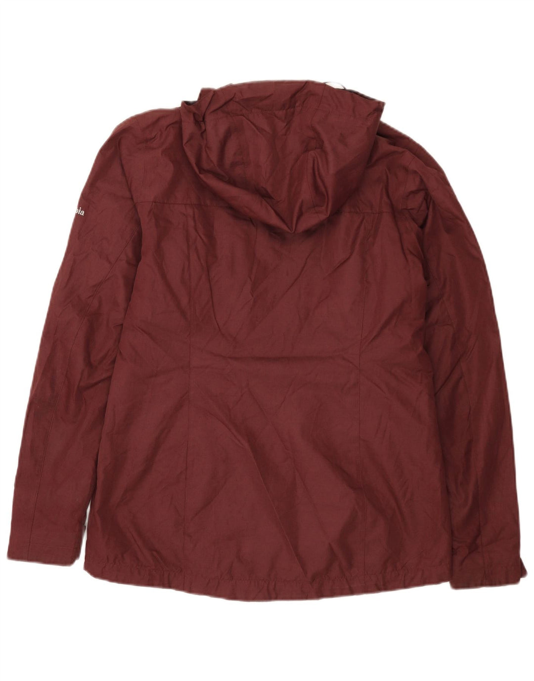 COLUMBIA Dame Hætte Oversized Windbreaker Jacket UK 10 Small Burgundy